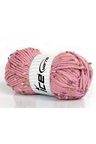 Ice yarns 4x100 جرام. صوف سنودروب، أكريليك فاخر وردي اللون للشتاء، صوف، منقط،...