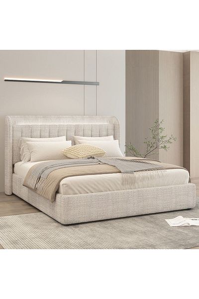 Danube Home Santelmo 150x200 Queen Bed with Led Lights - L.Grey