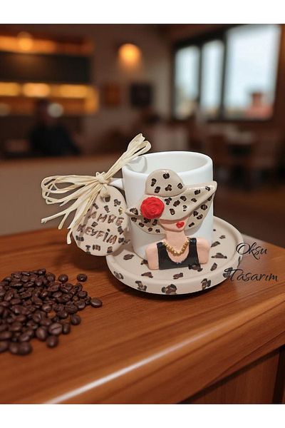 oksukokulutaş Turkish Coffee Cup with Leopard Print