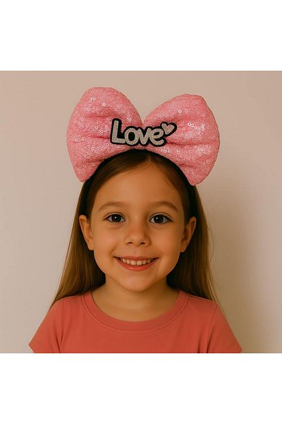 Wovna Fuchsia Bow Crown with Led Light and Love Written – Girl's Party Crown