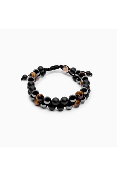 Salt & Crystal Grounded Soul Empowerment Tiger Eye + Onyx + Grounding Double Bracelet for Men