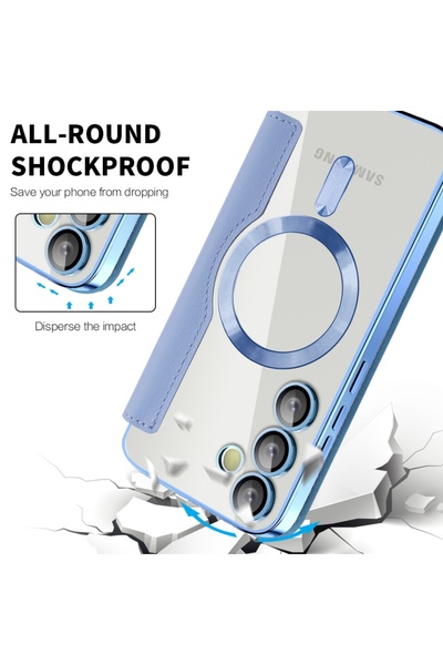 SKYDDAR INNOVATION Θήκη για Samsung Galaxy S24 FE, SmartMag Book, Magsafe, RFiD, Θήκη καρτών, σετ αυτοκόλλητων, Μπλε
