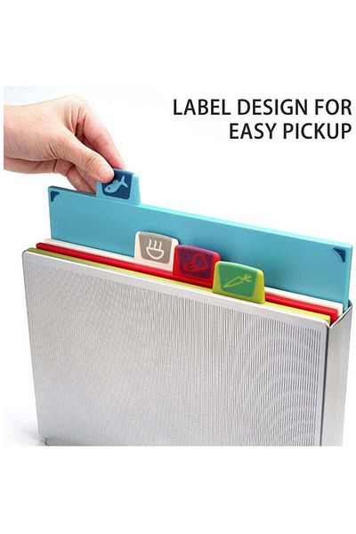 Lumely 9 Pcs Kitchen Cutting Board Set,with 4 Color Coded Chopping Boards & 4 Stainless Steel Knives