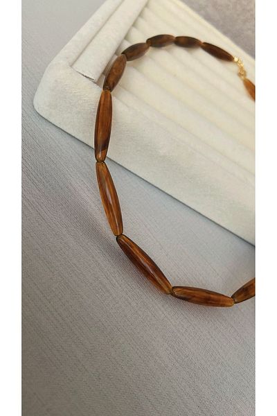 zen aksesuar Necklace Bead Tan Color Can Be Combined with Ki Earrings in Photo