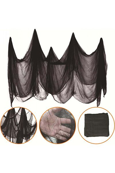 CMJBUHR Set of 2 webs and 6 spiders for Halloween CMJBUHR, polyester/plastic, black/green
