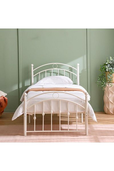 Danube Home Bella Curve 120x200 Metal Twin Bed-White