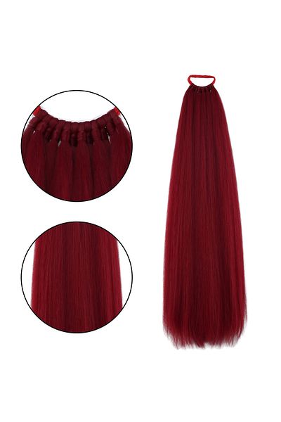 Mina Peruk Rubber Buckle Ponytail Plain - Red