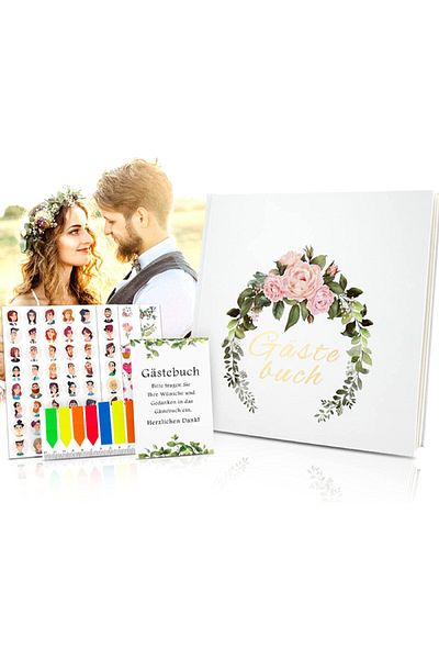 TAOPE Guest book and 4 sheets of wedding stickers set Taope, paper, multicolor, 21.5 x 21 cm/15 x 21 cm