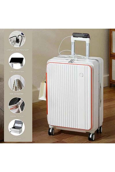 RIMON Smart 20" Cabin Luggage with USB Charging, Phone Holder & 360° Wheels – Lightweight Travel Suitcase