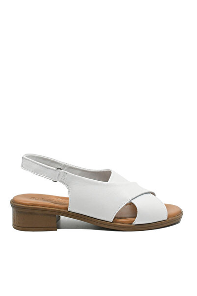 Anna Women's Sandals Viotti White with Leather Cross Pattern