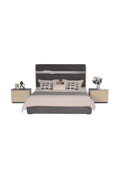 Danube Home Hanson 180X200 Upholstered King Bed - D.Grey/Khaki
