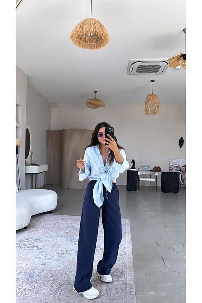 Buket Teke Navy Blue Massi Trousers