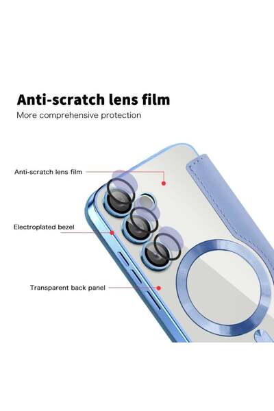 SKYDDAR INNOVATION Θήκη για Samsung Galaxy S24 FE, SmartMag Book, Magsafe, RFiD, Θήκη καρτών, σετ αυτοκόλλητων, Μπλε