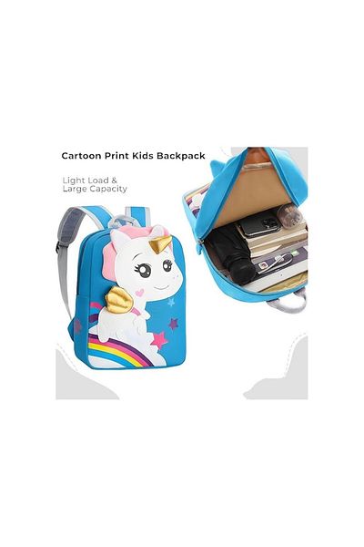 DELPI Ghiozdan Fetite Gradinita/ Calatorie, Design Unicorn, Albastru, 27 x 22 cm