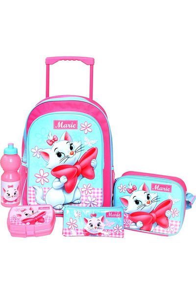 Disney Marie 5-in-1 Value Set Trolley Bag with Accessory Blue/Pink