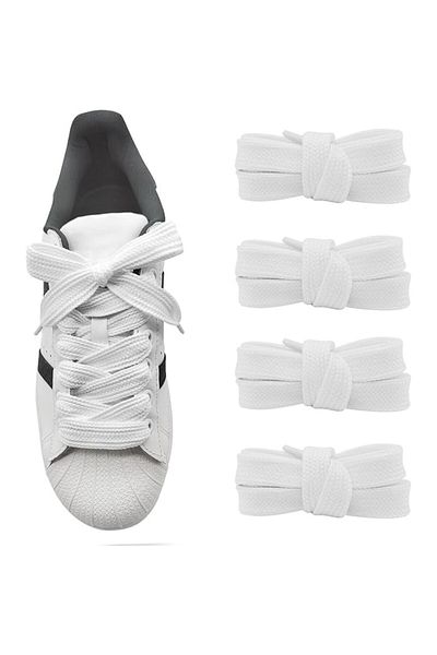DELPI Shoe Laces Universal – Set of 2 Pairs, Textile Material, Width 2 cm, Length 140 cm – White