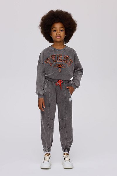Tyess Girl Grey Melange Tracksuit Bottom