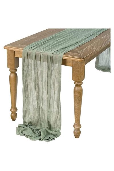 DELPI Table Runner, 90 x 400 cm, Soft Material, Washable, Polyester, Green