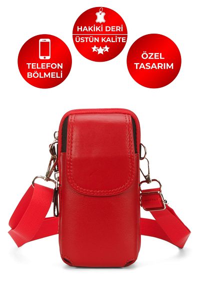 CERFF LEATHER CLUP Genuine Leather Shoulder Strap Phone Holder & Card Holder
