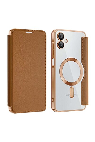 SKYDDAR INNOVATION Θήκη για Samsung Galaxy A06, SmartMag Book, Magsafe, RFiD, Θήκη καρτών, σετ αυτοκόλλητων, καφέ