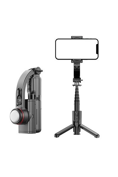 OBRALIX Stick selfie cu stabilizator, LED, telecomandă Bluetooth, iOS/Android