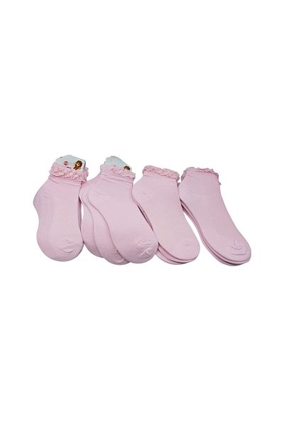 Utku Turkish girls' cotton school socks with ruffles, 12 pieces, soft and colorful, adding a feminine touch.