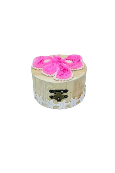OEM Wooden first strand box, round 9x5cm, personalized