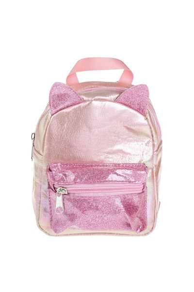 OEM Holographic Backpack for Girls, Pink, with 3D Ears, 13x7x18cm