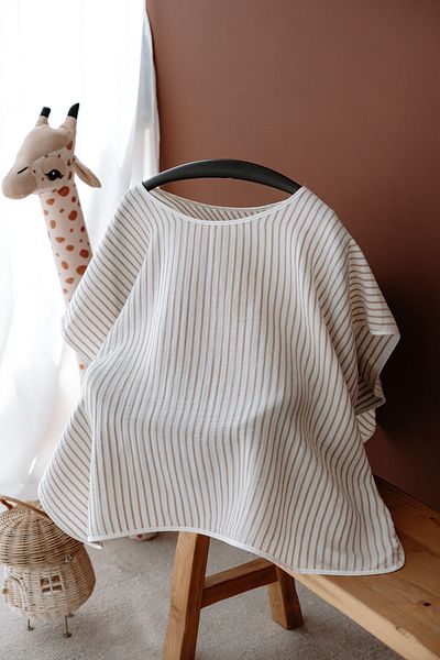 TBA COLLECTION Muslin Breastfeeding and Stroller Cover |   Line Series - Beige