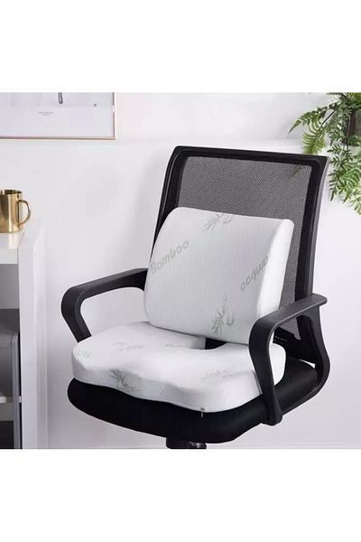 realdecor Set de 2 perne ortopedice cu fire bambus suport lombar și pentru șezut din spumă de memorie
