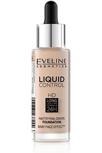 Eveline Cosmetics Liquid Control Foundation with Dropper by Eveline, Light Beige 010, 32ml, All Skin Types