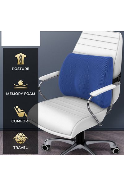 realdecor Perna ortopedica anatomica pentru sprijin lombar din spumă memorie cu gel răcoritor