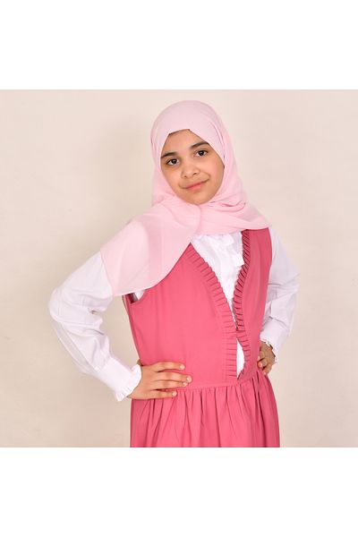 HAWRAA Pink apron with soft ruffles in the middle and a tie closure - primary