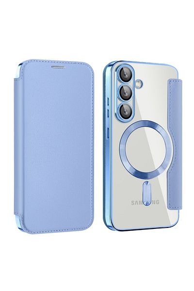 SKYDDAR INNOVATION Husă pentru Samsung Galaxy S25 Plus, SmartMag Book, Magsafe, RFiD, suport pentru carduri, set de autocolante, albastră