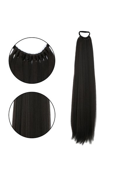 Mina Peruk Rubber Buckle Ponytail Straight - Brown