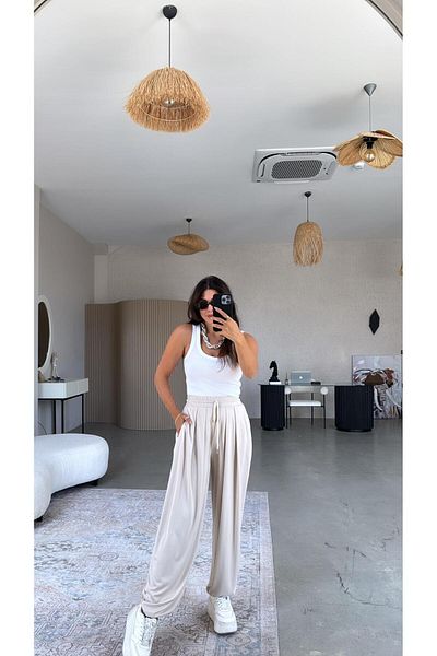 Buket Teke Beige Casual Modal Shalwar