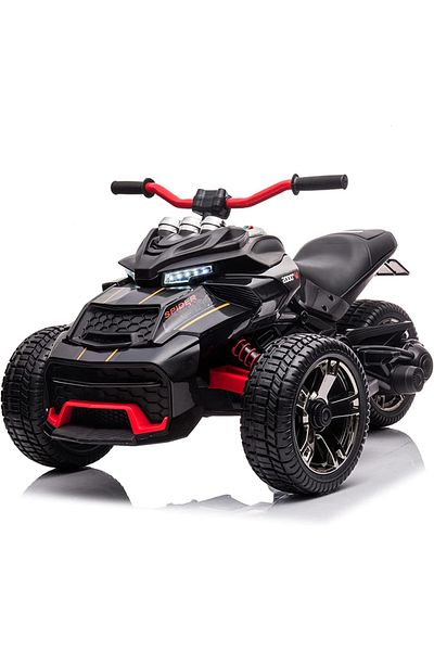 Nichiduta Motocicleta electrica pentru copii Spider Black cu roti EVA,Acumulator 12V, Lumini LED, Po