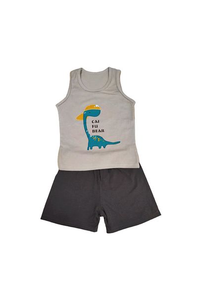 zzz sleep good sleeping !!! Short pajamas for children, brown with dinosaur