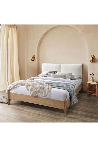 Danube Home Anchor 160x200 Queen Bed W/Upholstered Headboard-Natural