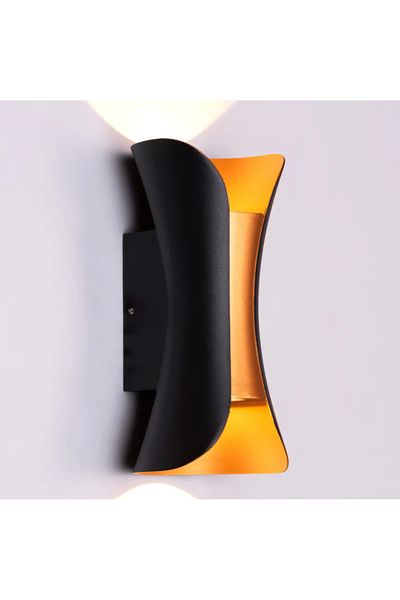 LUXXO Aplica LED de interior/exterior, rezistenta la praf/umiditate, IP65, Rico, 2x5W, Negru/Auriu