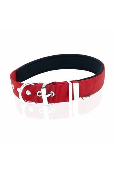 Doggie طوق كلب منسوج مريح كبير أحمر 3x47-55 سم