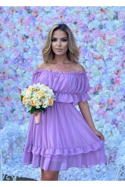 MONNET MODA Rochie Voal Lila - Marime Universala