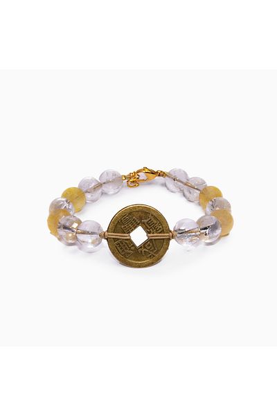 Salt & Crystal Prosperity Bracelet with Coin Women