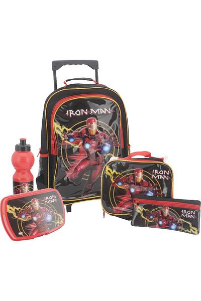 Marvel Iron Man 5-in-1 Value Set Trolley Bag with Accessories – 16 Inch School Combo