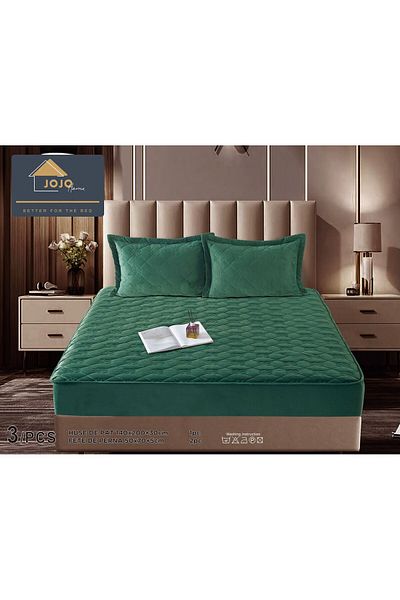 trendyhome Velvet Bed Cover with Elastic, 140 x 200cm, Turquoise, J14279