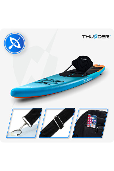 Thunder Storme Inflatable SUP Board, 365x75x15cm, Set With Backpack, Seat, Pump, Azure/Orange