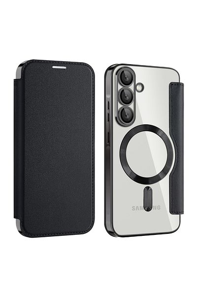 SKYDDAR INNOVATION Case for Samsung Galaxy A56 5G, SmartMag Book, Magsafe, RFiD, Card Holder, sticker set, Black