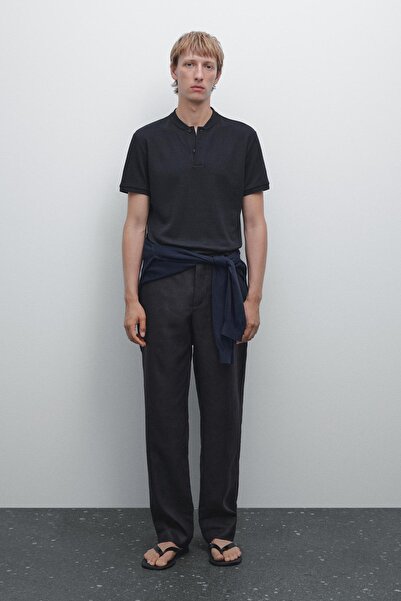 Massimo Dutti Hakim yaka fitilli polo t-shirt