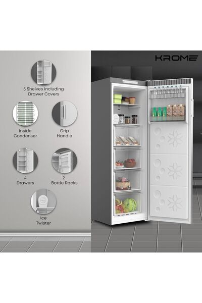 Krome Single Door Upright Freezer| Massive Capacity| Energy-Efficient Cooling| KR-UF 270IM