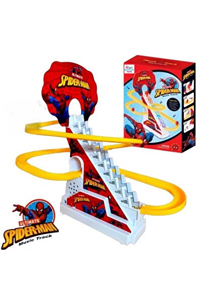 Brother Toys Dön Dolaş Müzikli Işıklı 3 Örümcek Adamlı Oyuncak Seti Merdivenden Kayan Spider Man